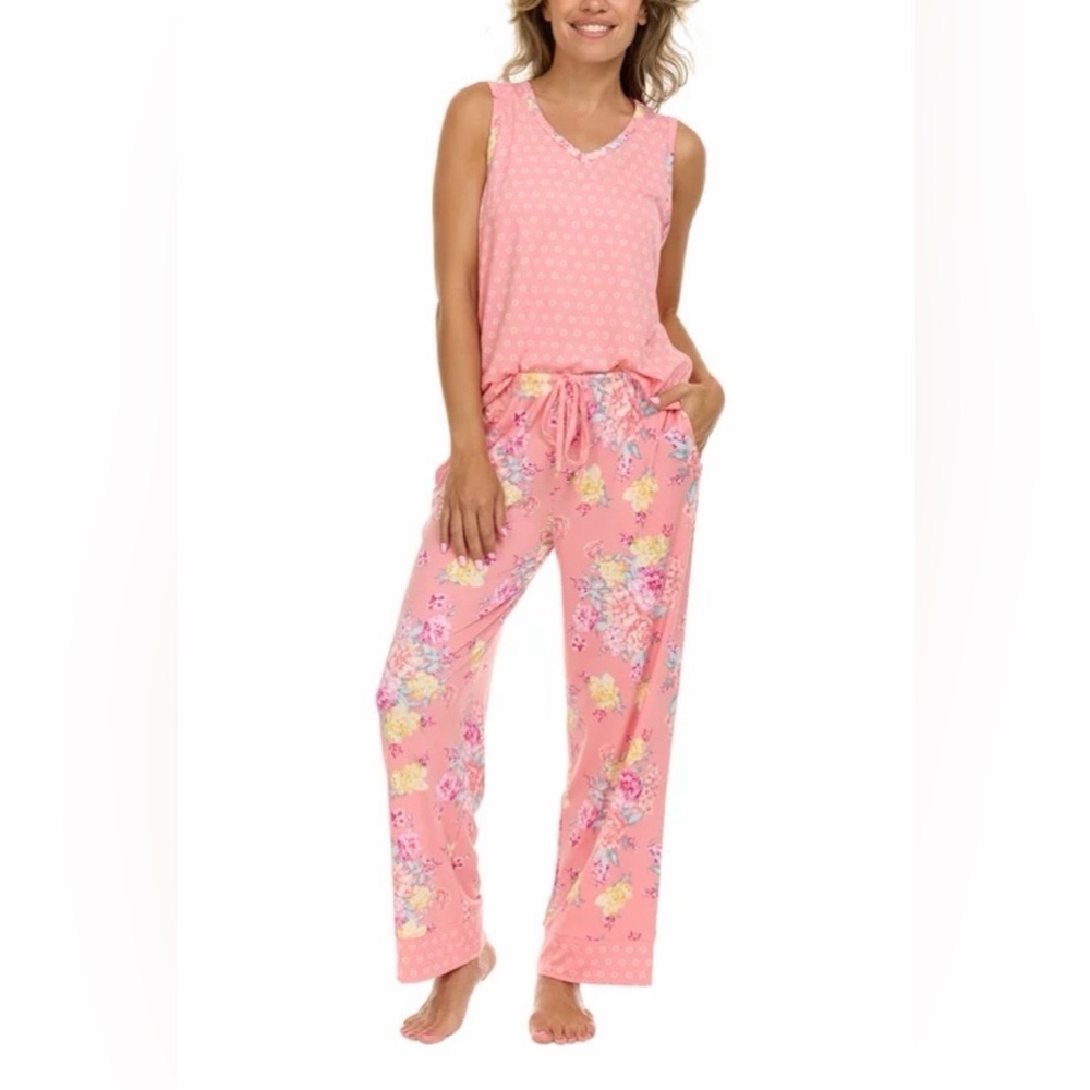 Flora Nikrooz Coral Floral 3 piece Pajama Lounge Set - Picture 5 of 13